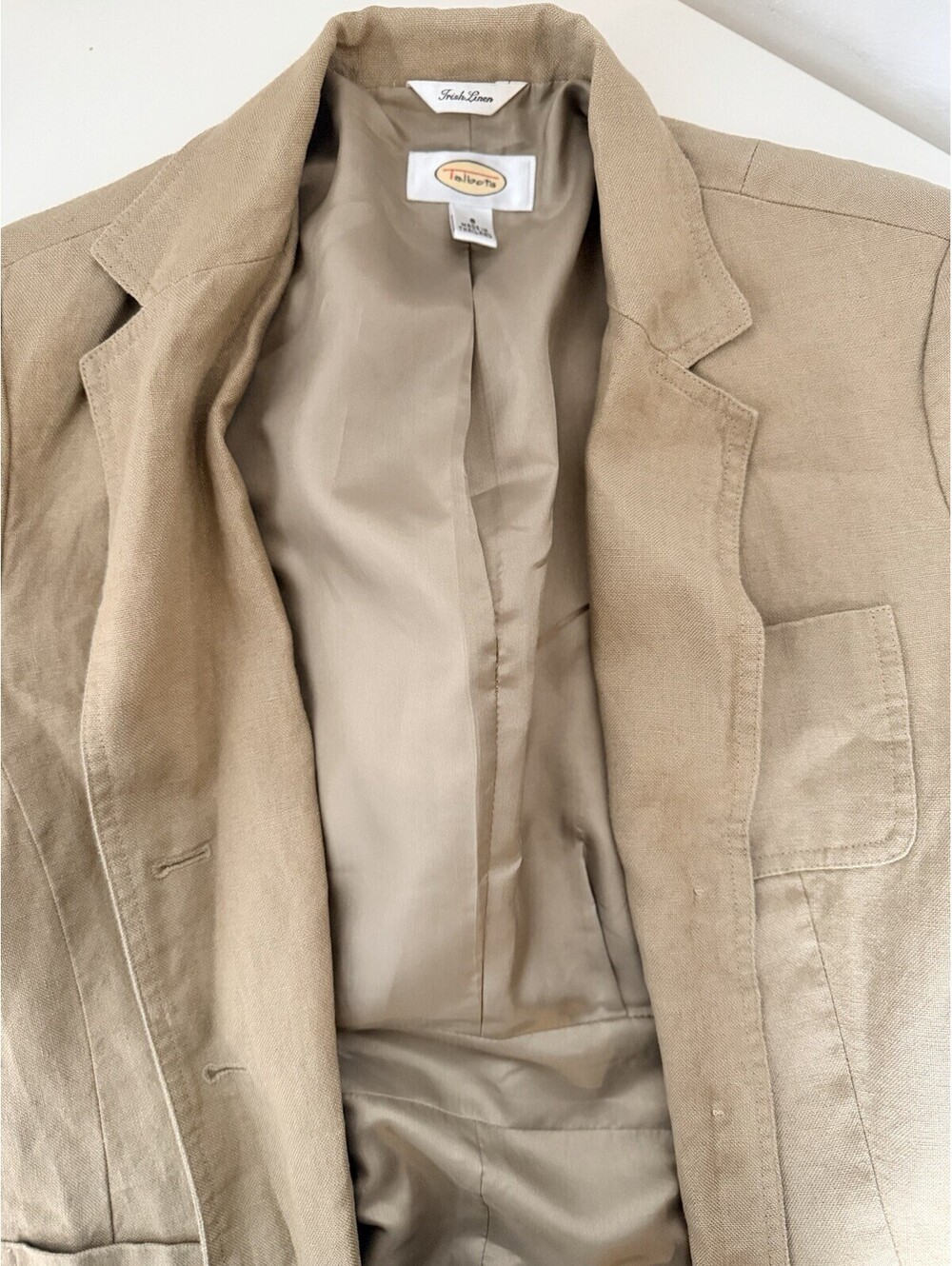 Talbots Irish Linen Women's Petites Jacket Blazer Size 8Brown